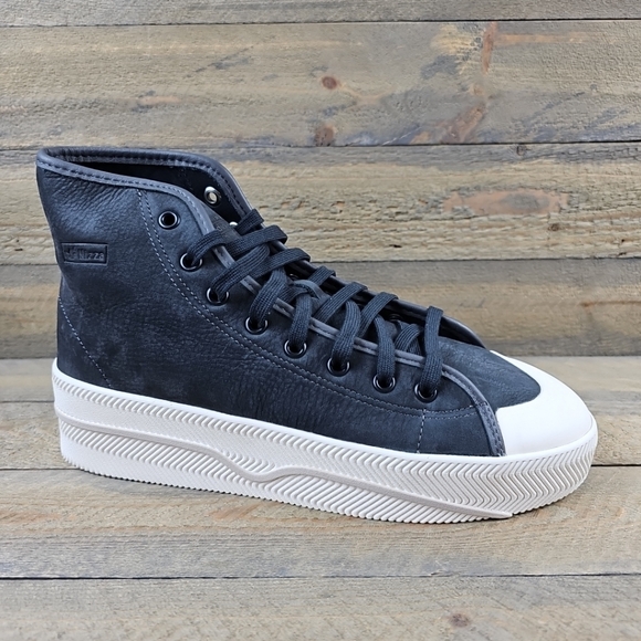 adidas Nizza 2 Lea Men's Originals Leather High Tops Carbon/ White - Picture 2 of 12